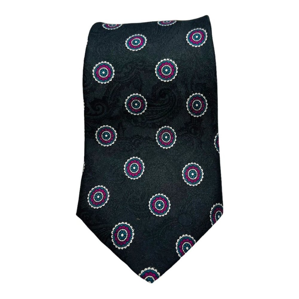 Saks Fifth Avenue Men's Tie W/Paisely & Circular Designs - Picture 7 of 7